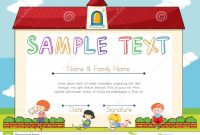 Certificate Template With Children On Background Stock Vector in Small Certificate Template