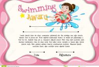 Certificate Template With Girl Swimming Stock Vector  Illustration intended for Free Swimming Certificate Templates