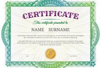 Certificate Template With Guilloche Elements Green Diploma Border for Validation Certificate Template