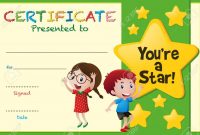 Certificate Template With Kids And Stars Illustration Royalty Free intended for Free Kids Certificate Templates