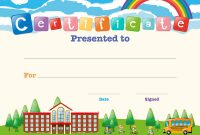 Certificate Template With Kids At School Vector Image inside Certificate Templates For School