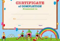 Certificate Template With Kids In Playground Stock Vector intended for Children&#039;s Certificate Template