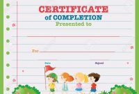 Certificate Template With Kids Walking In The Park Illustration throughout Children&#039;s Certificate Template