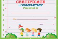 Certificate Template With Kids Walking In The Park Stock Vector within Walking Certificate Templates