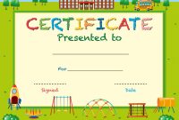 Certificate Template With School In Background Vector Image intended for Certificate Templates For School
