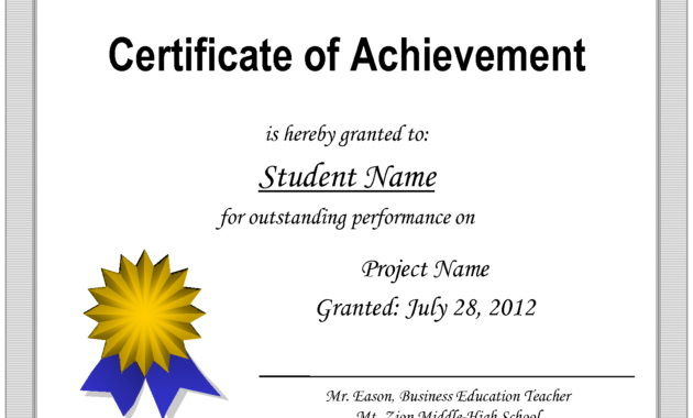 Certificateofachievementtemplate for Certificate Of Accomplishment Template Free