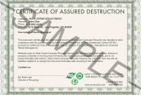Certifications  Insurance  W C Computer Recycler Inc throughout Certificate Of Disposal Template