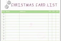 Christmas Card List Excel with Christmas Card List Template