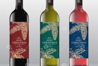 Christmas Greetings Wine Bottle Labels Concept Red White And Pink intended for Wine Bottle Label Design Template