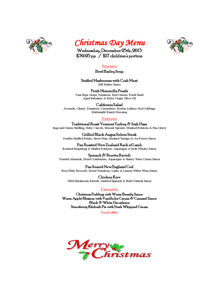 Christmas Menu Template   Free Templates In Pdf Word Excel Download throughout Christmas Day Menu Template