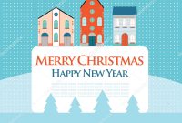Christmas New Year Greeting Card Street View Lovely Houses Small in Small Greeting Card Template