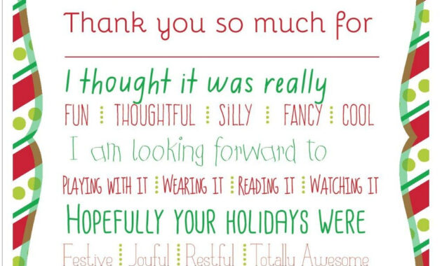 Christmas Printable Thank You Cards For Kids with regard to Thank You Card For Teacher Template