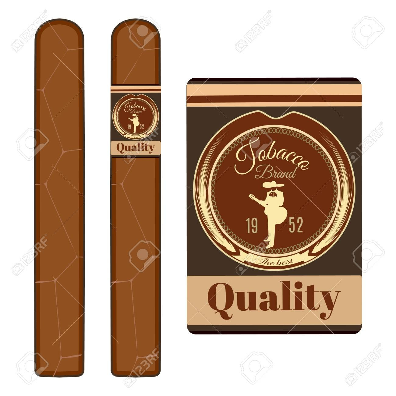 Cigar Label Template Set Vector Flat Illustration Royalty Free pertaining to Cigar Label Template