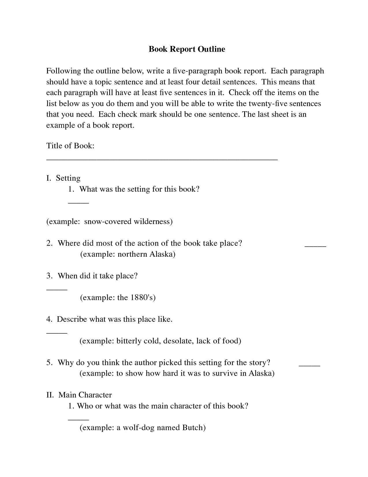 College Book Report Template  Book Report Outline Following The pertaining to College Book Report Template