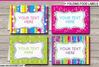 Colorful Food Labels  Place Cards  Printable  Editable Template pertaining to Butterfly Labels Templates