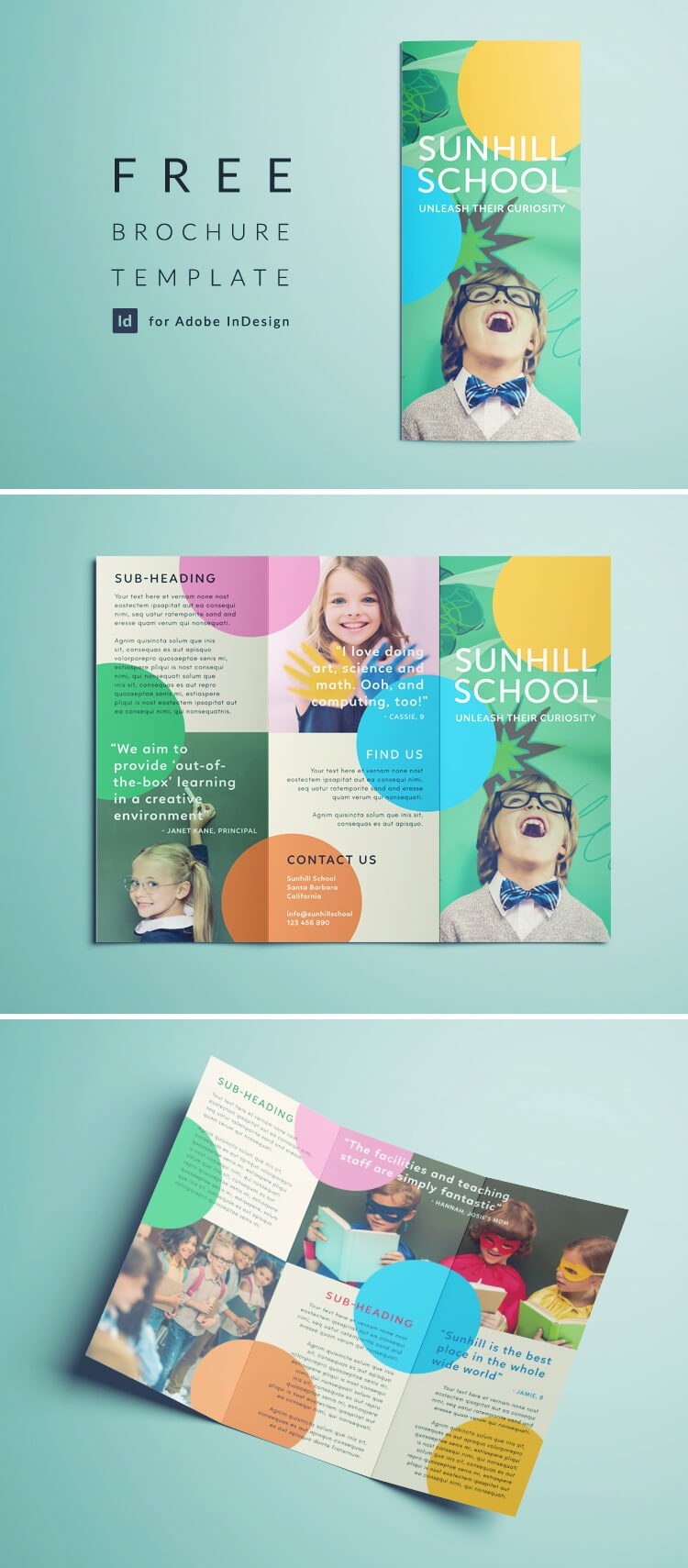 Colorful School Brochure  Tri Fold Template  Download Free within Tri Fold School Brochure Template