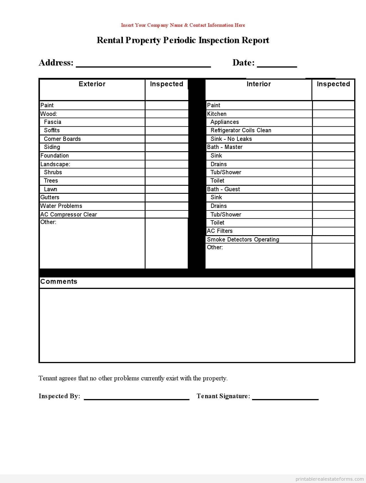 Commercial Propertyspection Report Template Freevoice Property regarding Commercial Property Inspection Report Template