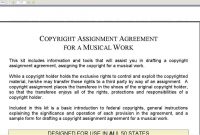 Copyright Assignment Agreement For A Musical Work with regard to Copyright Assignment Agreement Template