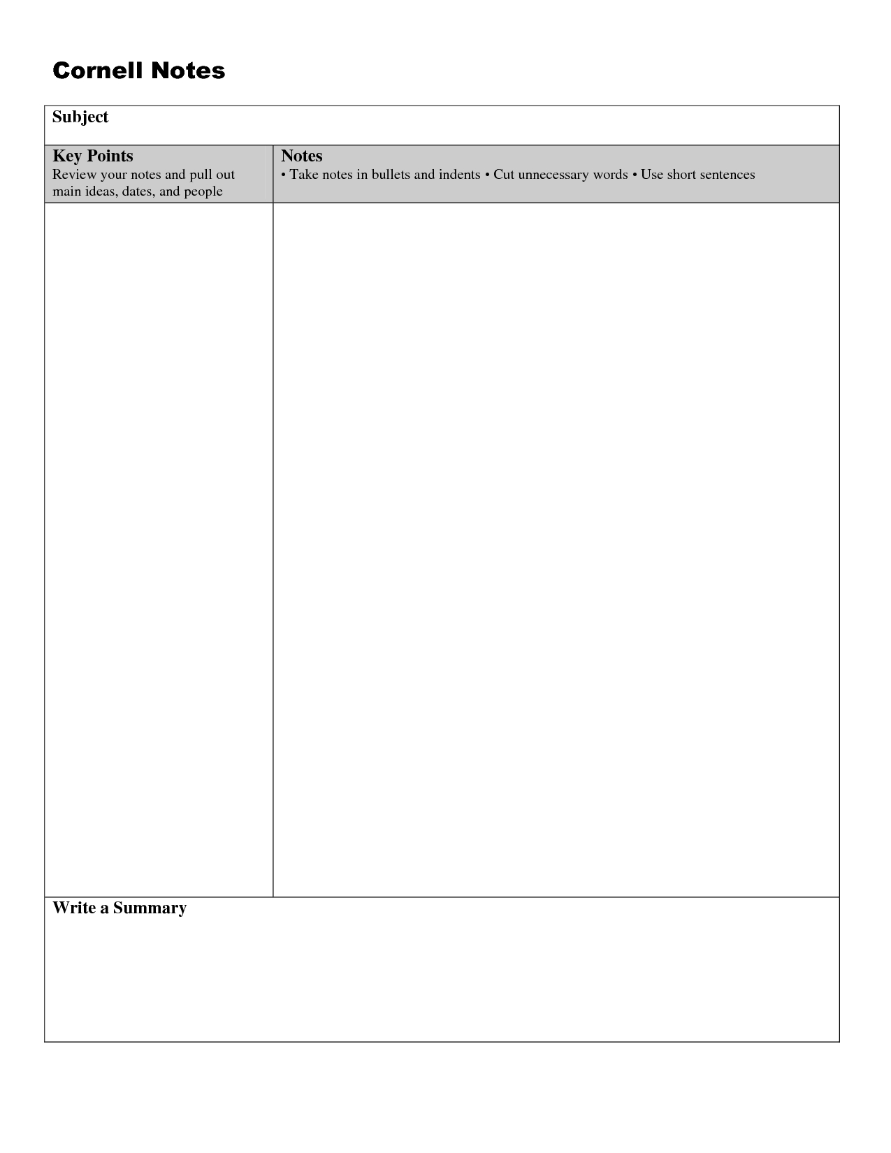 Cornell Notes Template Doc Bcornell Notes Template Docb intended for Cornell Note Template Word