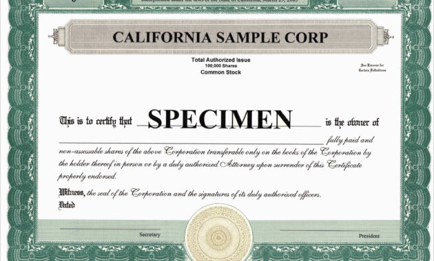 Corporate Stock Certificates Template Free New Blank Free Mon Stock in Corporate Share Certificate Template