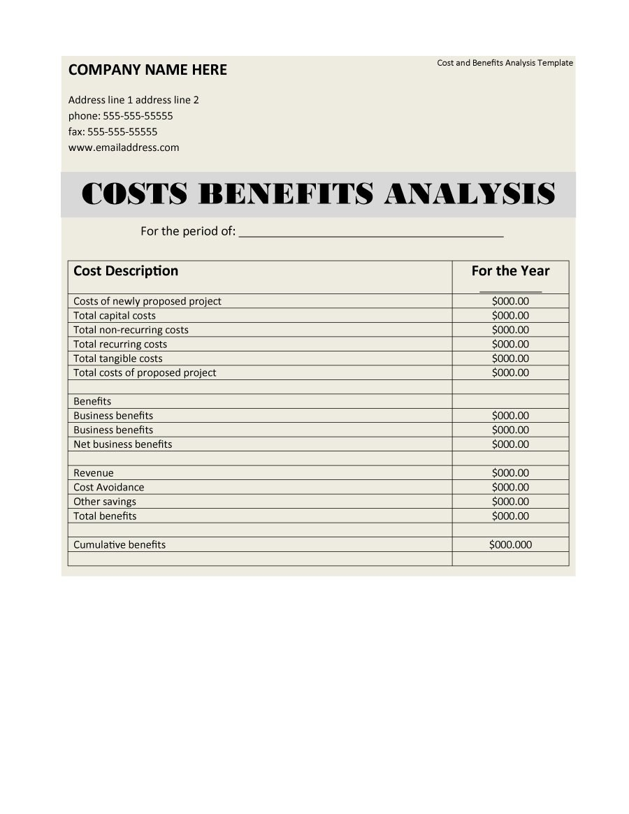 Cost Benefit Analysis Templates  Examples ᐅ Template Lab pertaining to Business Costing Template