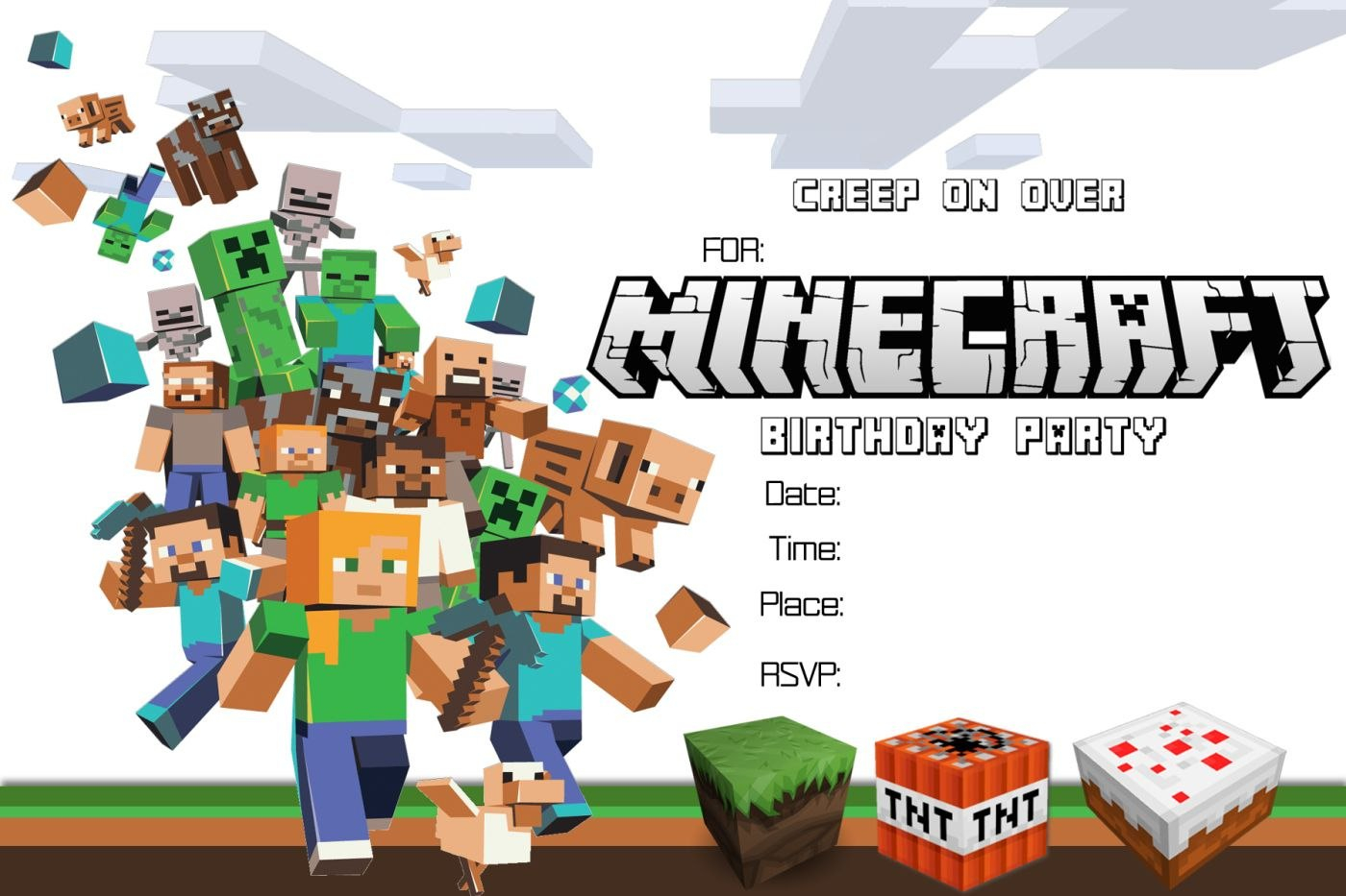 Craftysusanita  Things To Try  Minecraft Party Invitations pertaining to Minecraft Birthday Card Template