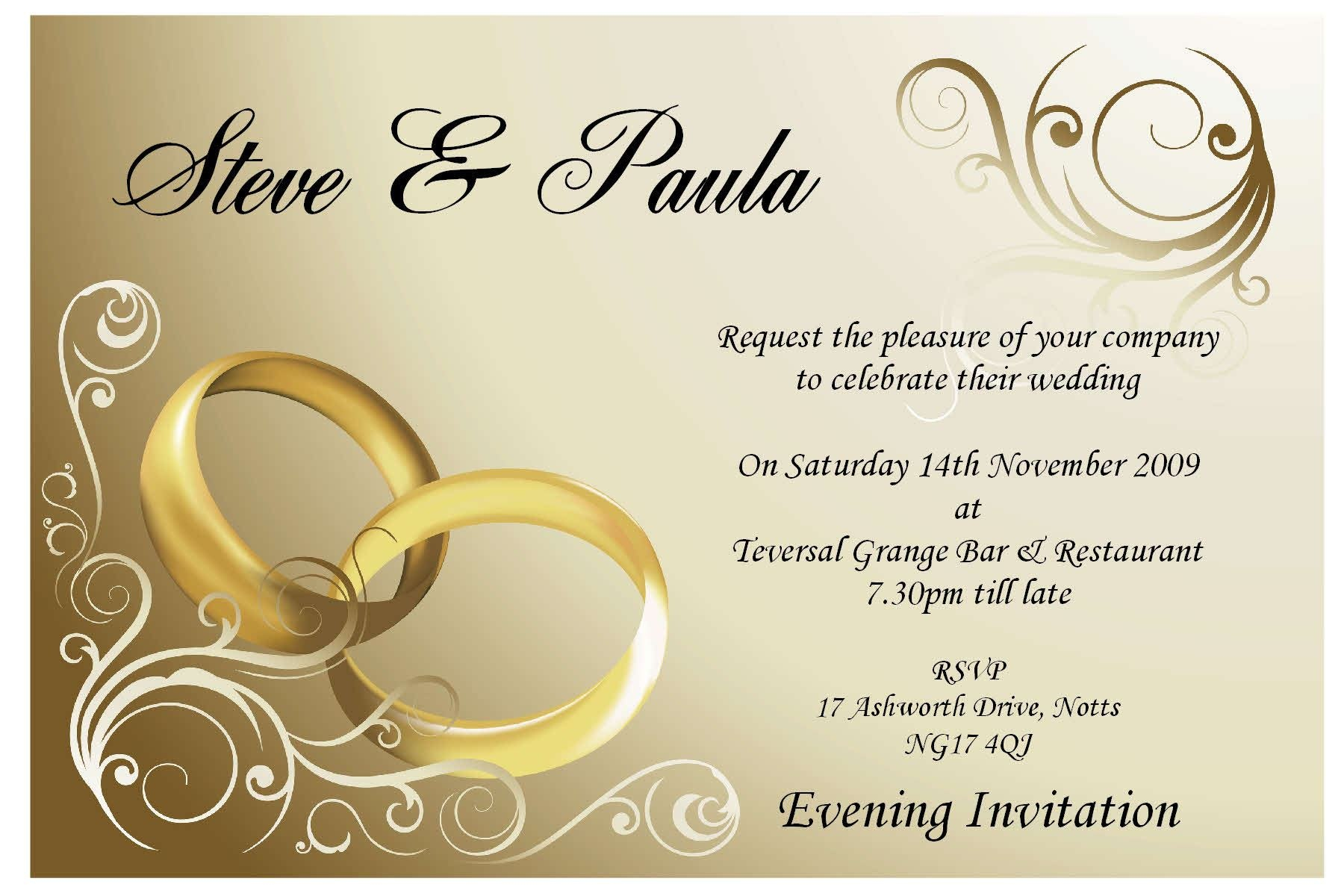 Create Your Own Example Of Wedding Invitation Card Word With regarding Sample Wedding Invitation Cards Templates