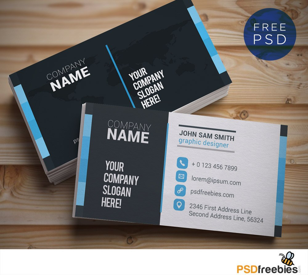 Creative And Clean Business Card Template Psd  Psdfreebies with Name Card Template Psd Free Download