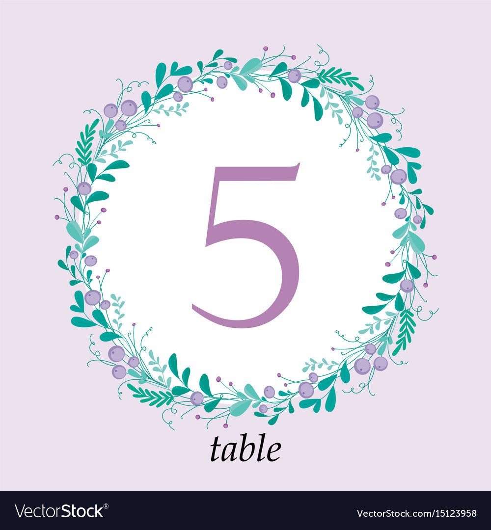 Cute Wedding Table Number Card Template With Hand Vector Image within Table Number Cards Template