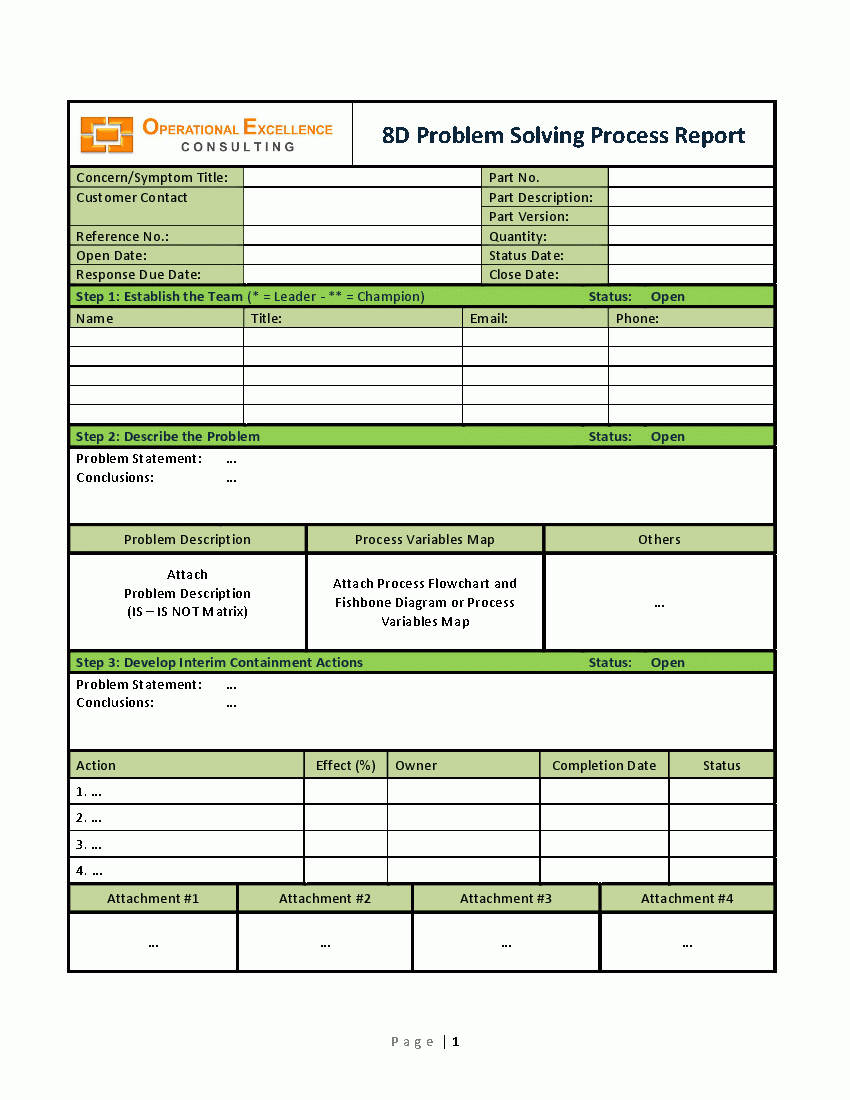 D Report for 8D Report Template