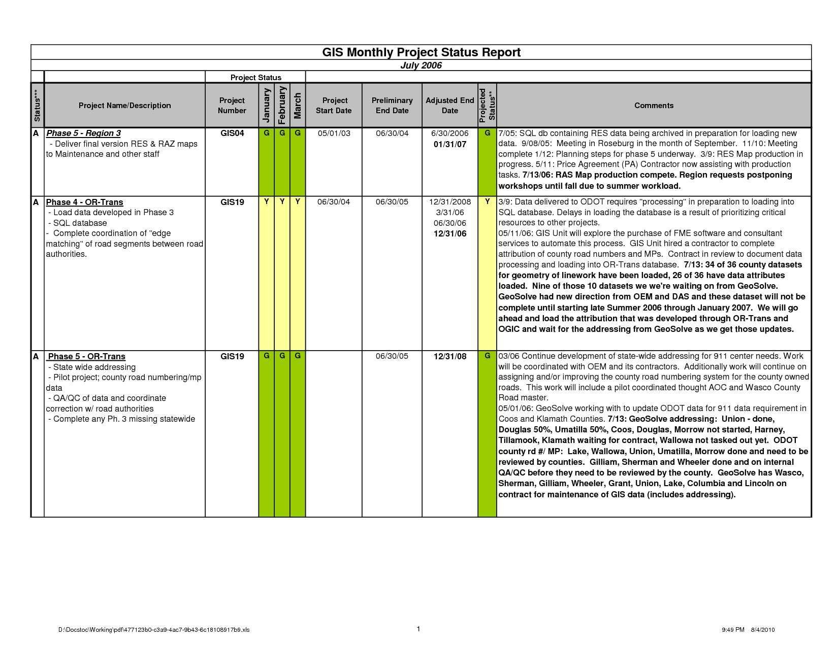 Daily Project Status Report Template Excel Sample Format In Progress for Project Daily Status Report Template