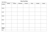 Day Food Diary Template  Diet Plans In   Food Diary Diary pertaining to 7 Day Menu Planner Template