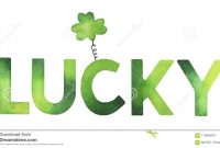 Decorative Word `lucky` With Cute Clover Symbol Stock Illustration in Good Luck Banner Template