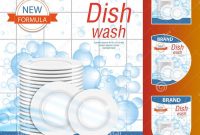 Dishwashing Liquid Products With Plates Stack In Bubbles Bottle within Bubble Bottle Label Template