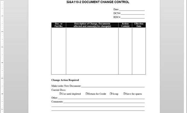 Document Change Control Report Template in Word Document Report Templates