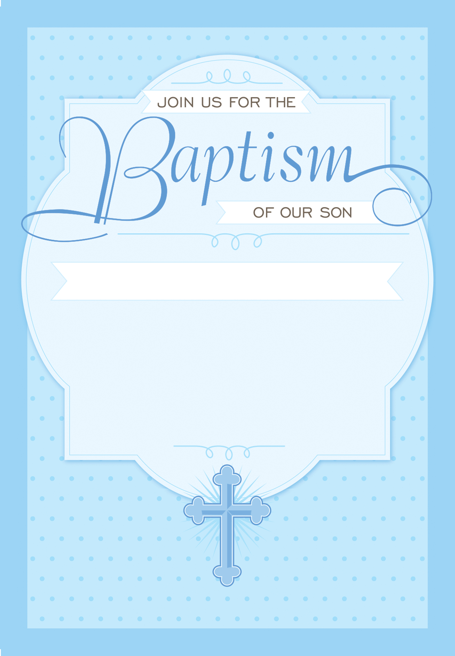 Dotted Blue  Free Printable Baptism  Christening Invitation within Blank Christening Invitation Templates