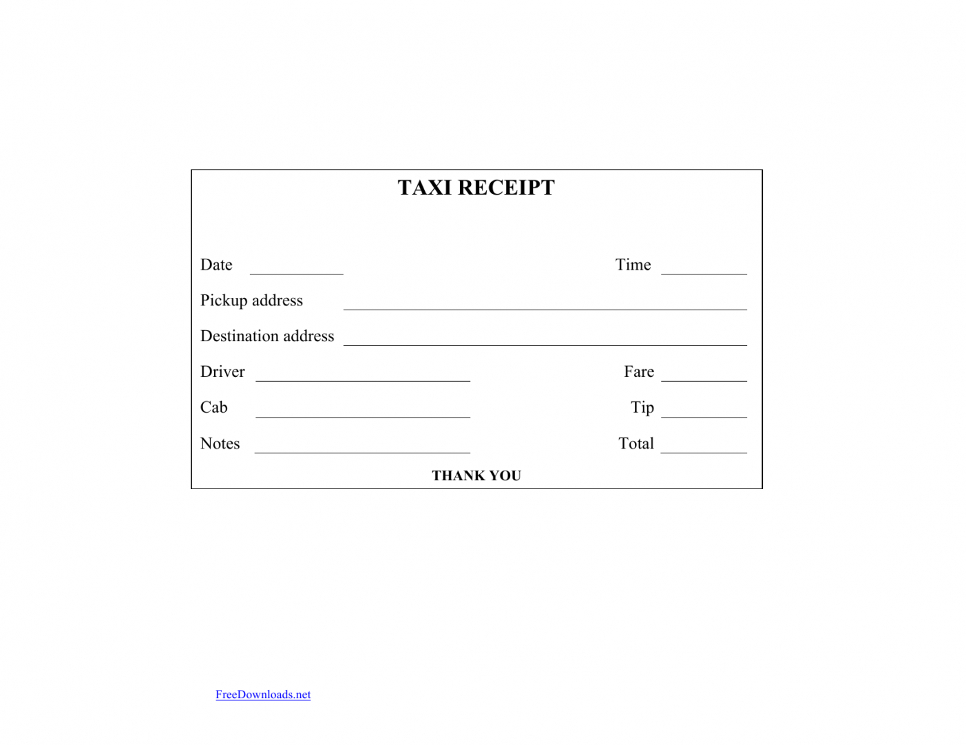 Download Blank Printable Taxicab Receipt Template  Excel  Pdf intended for Blank Taxi Receipt Template