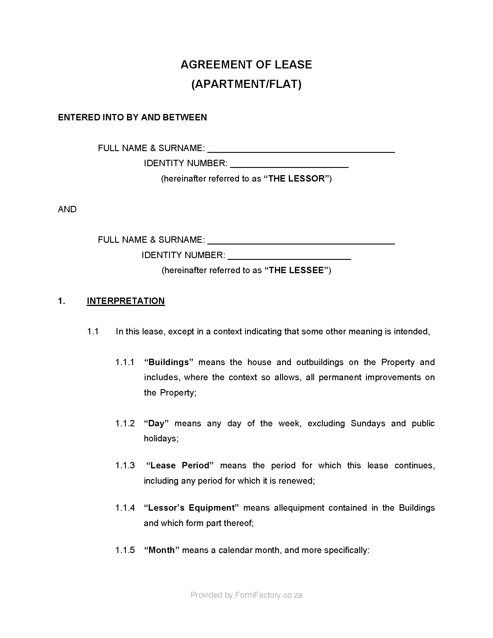 Download Residential Lease Agreement Template  Formfactory inside Cpa Hire Agreement Template