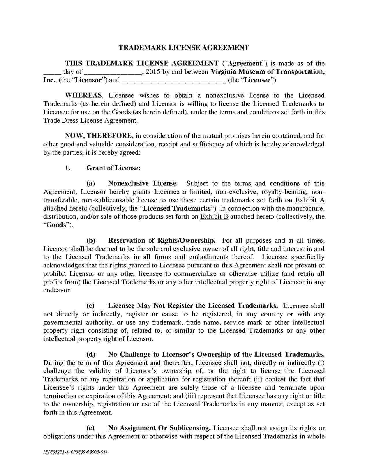 Download Trademark Assignment Agreement Style  Template For Free regarding Free Trademark License Agreement Template