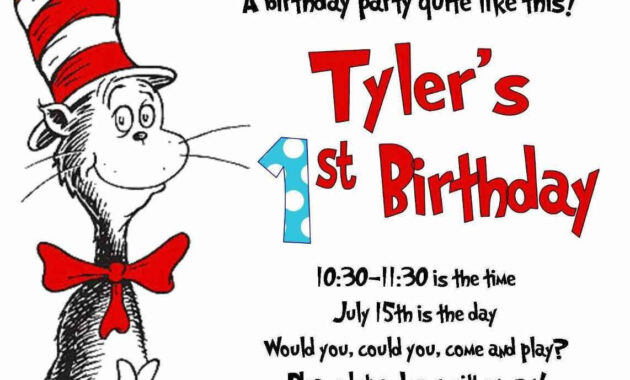 Dr Seuss Birthday Invitations Printable  Invitations Templates intended for Dr Seuss Birthday Card Template