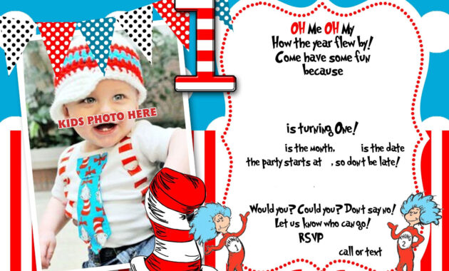 Drseuss St Birthday Invitation Template  Party Ideas  St for Dr Seuss Birthday Card Template