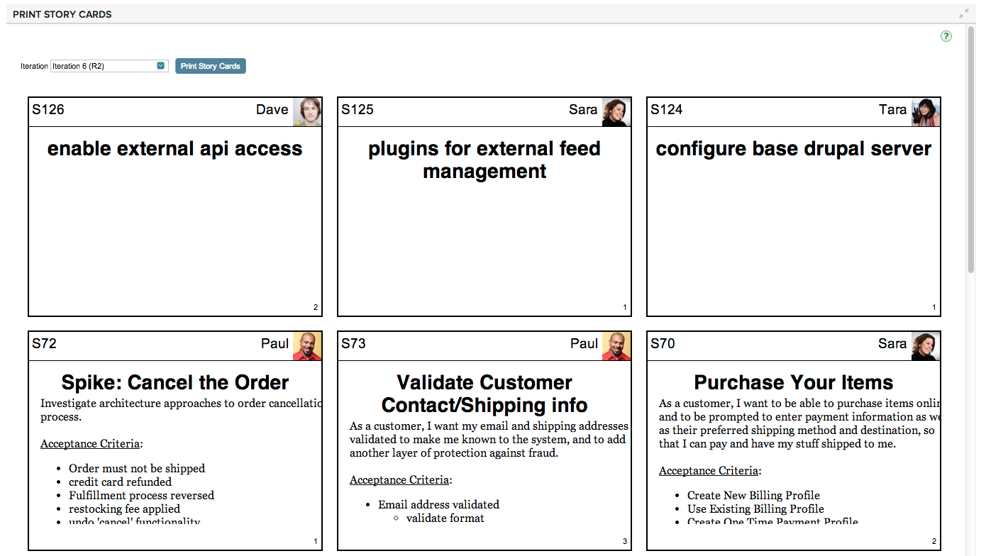 Drucken Von Storykarten  Ca Agile Central  Ca Technologies pertaining to Agile Story Card Template