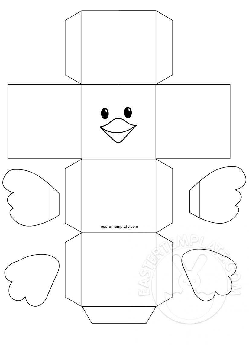 Easter Chick Favor Box Template  Easter Template for Easter Chick Card Template