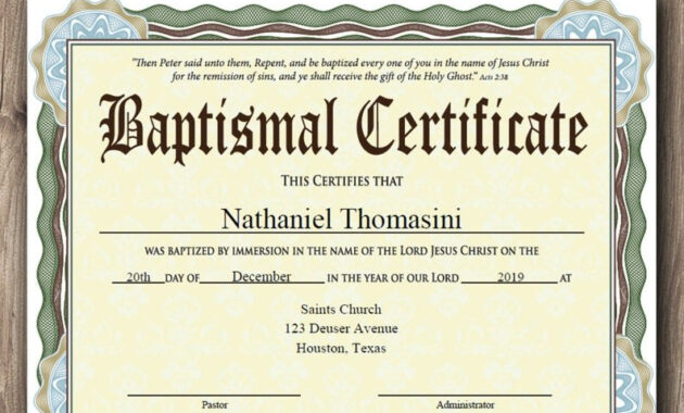 Editable Baptism Certificate Template Pdf Adobe Reader  Etsy in Christian Baptism Certificate Template