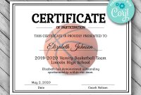 Editable Basketball Certificate Template  Printable Certificate in Basketball Certificate Template