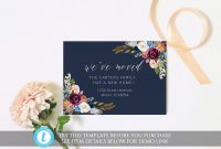 Editable Boho Moving Card Template Elegant Moving  Etsy with Moving Home Cards Template