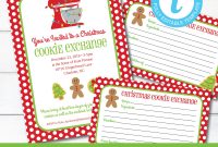 Editable Cookie Exchange Christmas Party Invitation And Recipe  Etsy inside Cookie Exchange Recipe Card Template