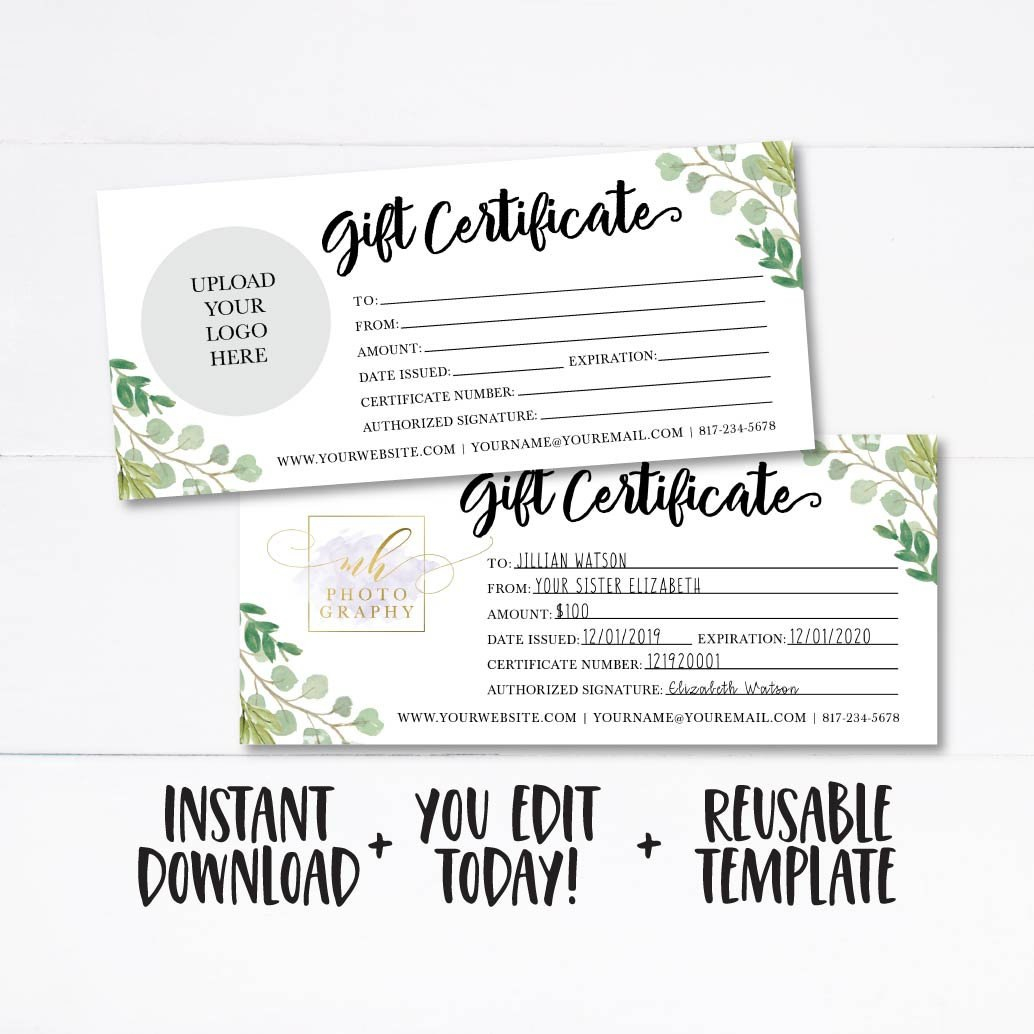 Editable Custom Gift Certificate A Gift For You Template  Etsy with Custom Gift Certificate Template