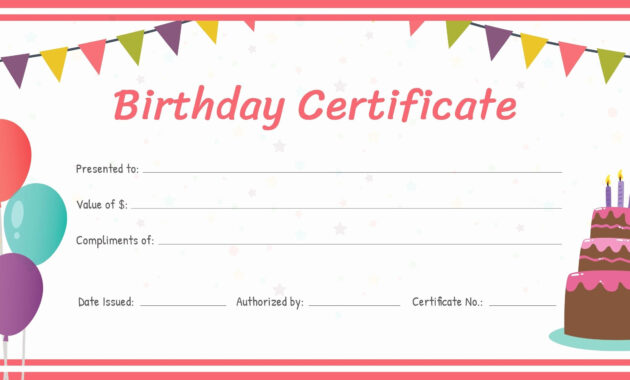 Editable Gift Certificate Template Luxury Free Birthday Gift inside Fillable Gift Certificate Template Free