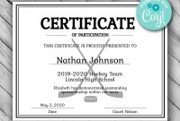 Editable Hockey Sports Team Certificate Template Printable  Etsy intended for Hockey Certificate Templates